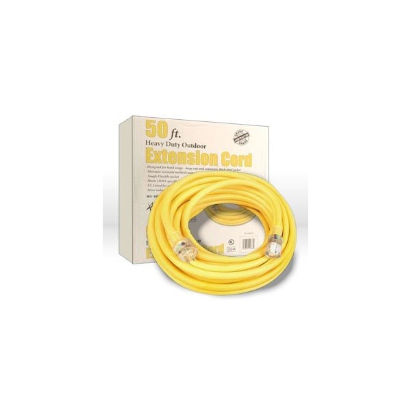 Southwire SJTW Extension Cord, 10 AWG, Outdoor, 10/3, 1 Outlets, 5-15R, Yellow, Vinyl, 5-15P, 50 ft 02688 - main